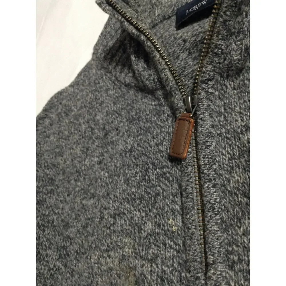 J.Crew Mens Half Zip Pullover Sweater Gray 100% Lambswool Size Large Style 13956